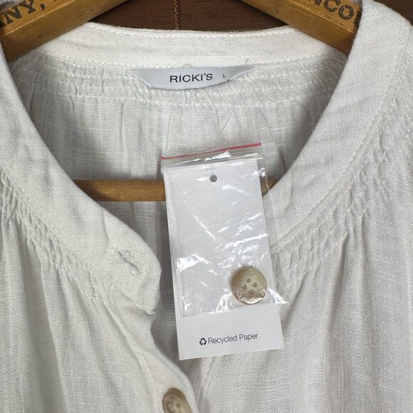 Ricki’s White Linen Blend Button Front Peplum Blouse NWT Size L - Picture 6 of 8